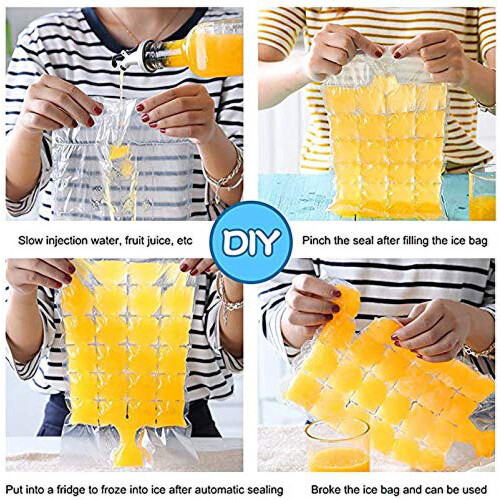 Disposable Ice Cube Bags Self-Seal Freezing Tray 100 pcs 2