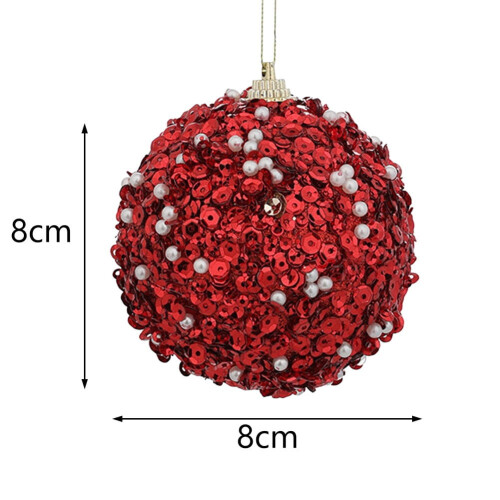 Christmas ball ornament red 8 cm glitter 1