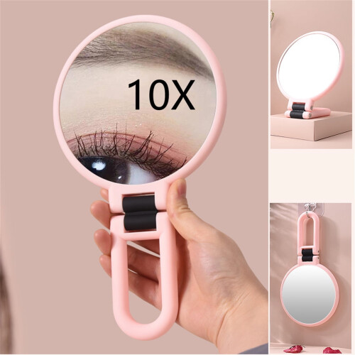 Handheld Magnifying Mirror 10X/1X Folding Travel Makeup 2