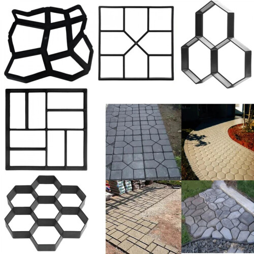 DIY stone brick paver mold for concrete garden paths 1