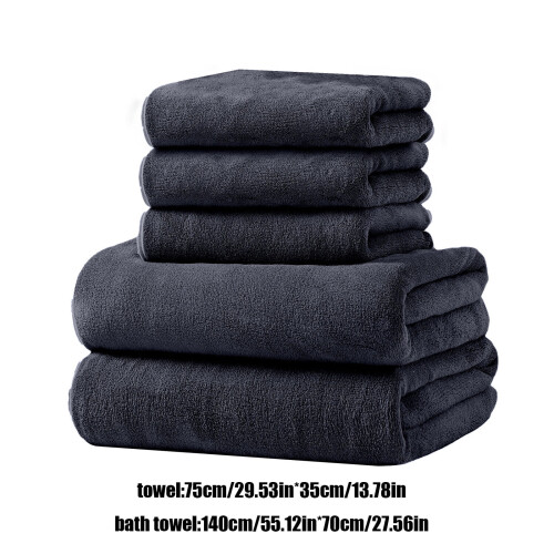 Set di asciugamani da bagno viola, 100% cotone, 600 g/m², 5 pezzi. 2
