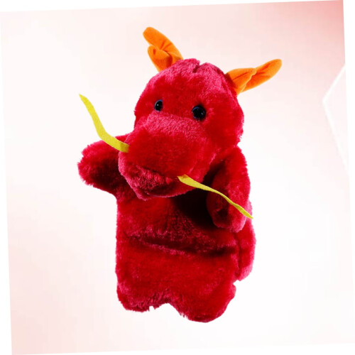 Chinesische Drachen-Plüschhandpuppe, rot, 1 Stück 2