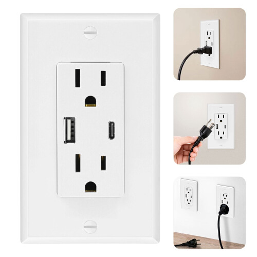 20A HFI med USB A+C-porte, selvtest, Hvid 1