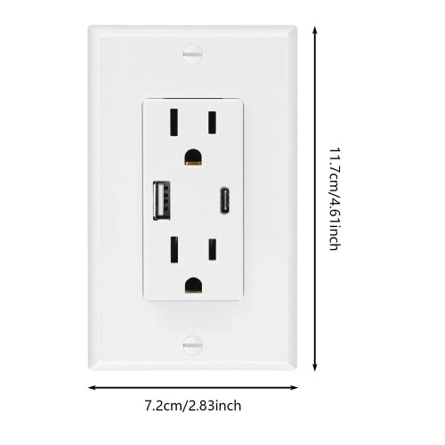 Prise GFCI 20 A avec ports USB A et C, blanche 2