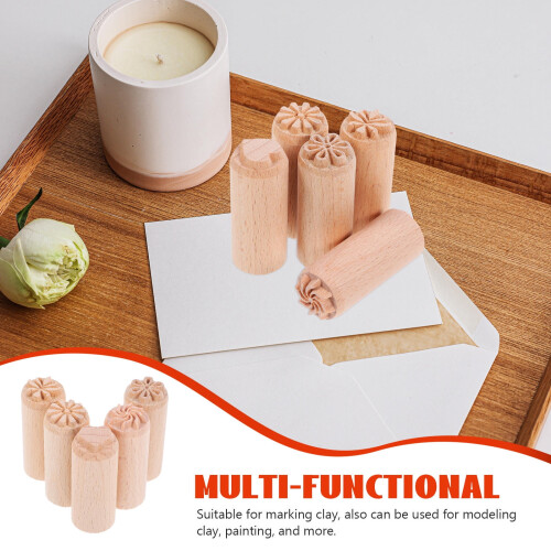 Wooden Clay Embossing Stamp Set 5 pieces 2