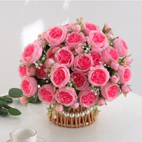 Buquê de flores vermelhas artificiais com hastes flexíveis de 30 cm (11,8 polegadas). 1