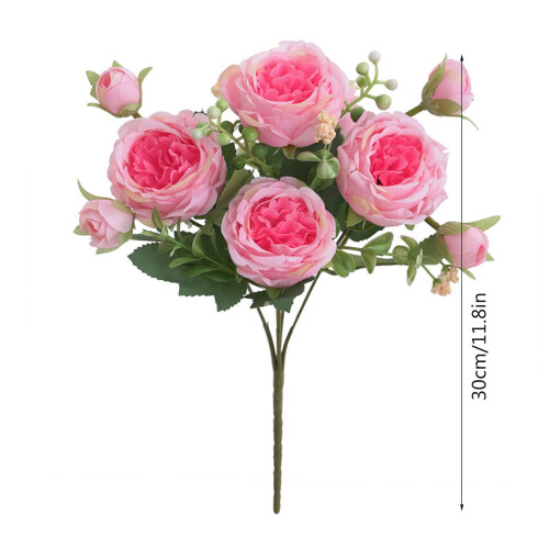 Buquê de flores vermelhas artificiais com hastes flexíveis de 30 cm (11,8 polegadas). 2