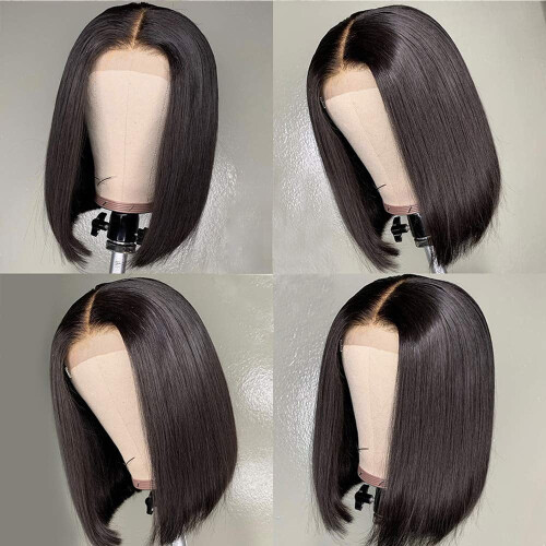 Peruca Bob de Renda HD de 12 polegadas, Cabelo Humano Liso, Frontal 13x4 2