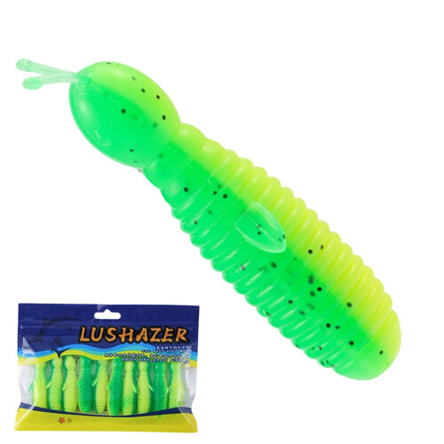 Basfiskeorme blød plastik 7g 60mm grøn 1