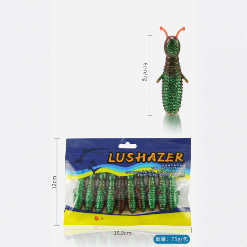 Basfiskeorme blød plastik 7g 60mm grøn 2