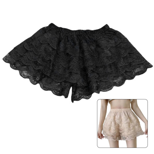 Damen-Shorts mit Rüschenspitze und weitem Bein 1