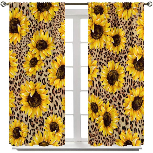 Leopard Print Curtains Brown Animal Texture 42x63 Inch 2 1