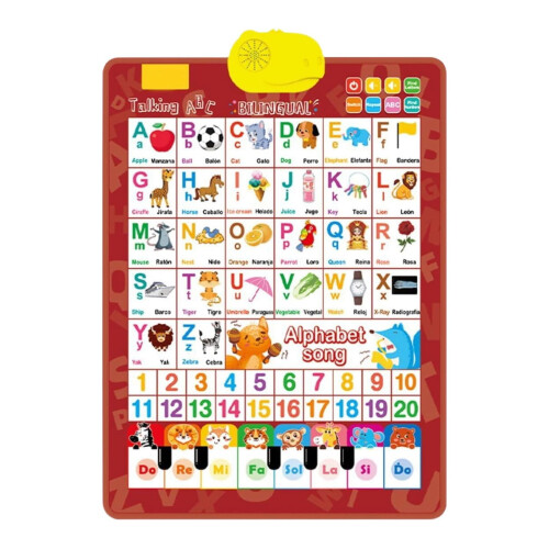 Talking Wall Chart Engelsk Spansk Læringsplakat Rød 1