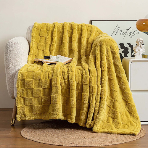 Yellow Flannel Throw Blanket 40x60 in 1