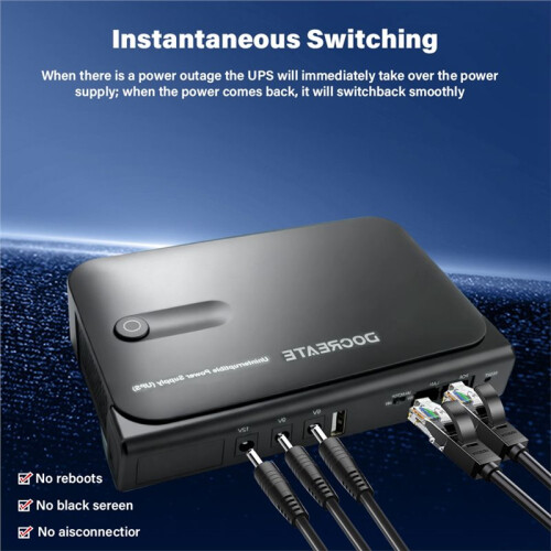 Docreate TTAKA7 36W DC1036L UPS Uninterruptible Power Supply with 18650 Replaceable Battery EU Plug