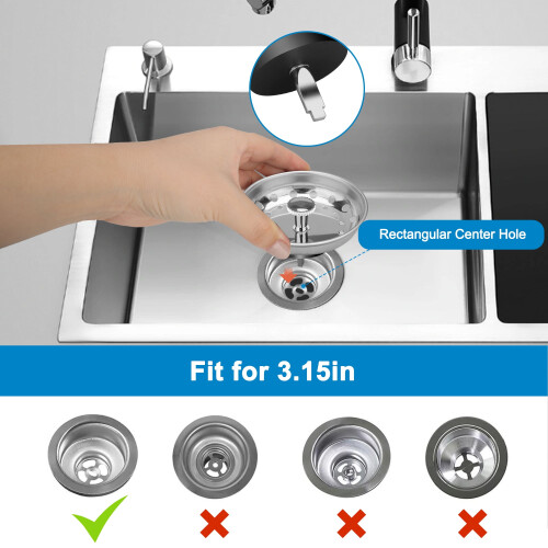 Bouchon d'évier de cuisine en acier inoxydable (2 pièces) 2