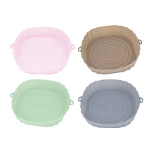 4 Pezzi Cestello In Silicone per Friggitrice Ad Aria, per Forno Airfryer, Teglia In Silicone per Griglia Pollo, Teglia da Forno Riutilizzabile