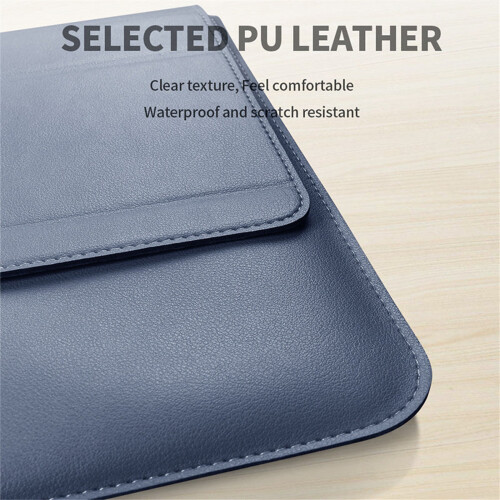 Housse pour ordinateur portable en cuir PU 13-14 pouces avec support 2