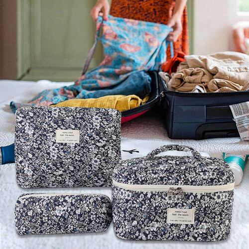 Neceser de algodón con estampado floral para mujer (1 unidad) 2