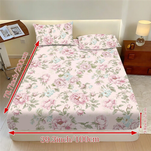 Full Size Sheet Set Soft Cooling Polyester Peony Pink 1