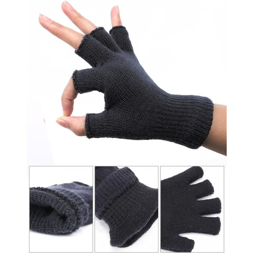 Winterliche Halbfingerhandschuhe, gestrickt, fingerlos, warm und dehnbar 2