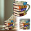 Bokstapel Kaffemugg 3D-målad Keramik 355 ml 5