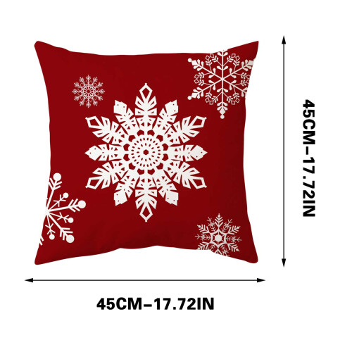 Capa de Almofada de Natal com Estampa de Rena e Floco de Neve Vermelho, 45x45 cm 2