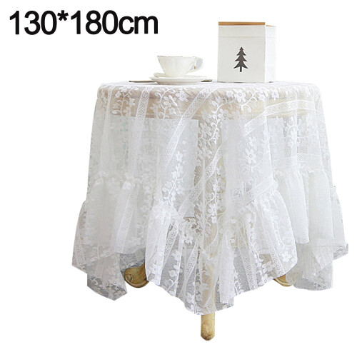 Toalha de mesa retangular de renda branca 130x180cm 1