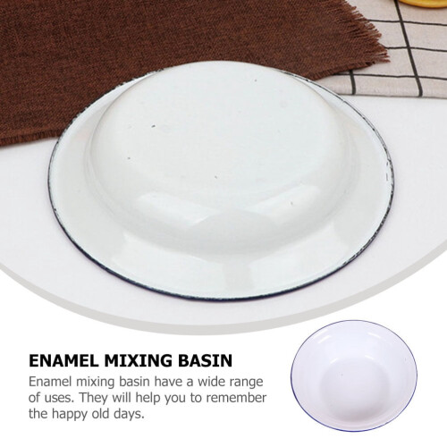Plat de service rond en émail blanc YULIJU (2 pièces) 1