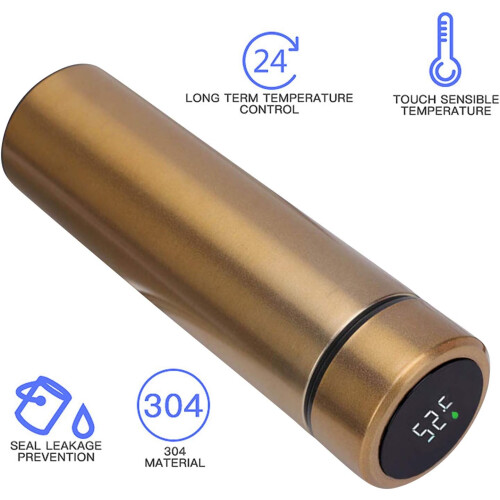 Garrafa de água de aço inoxidável com visor de temperatura LED 2