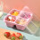Boîte à lunch bento réutilisable, 4 compartiments, beige, 16,5 x 15,5 x 5,5 cm 2