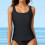 Γυναικείο μαύρο τοπ tankini σε σχήμα L για push-up με έλεγχο κοιλιάς 5
