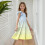Mädchen-Sommerkleid, hellblau, Rüschenärmel, gestufter A-Linien-Schnitt, Midi 7