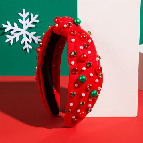 Tiara de Natal feminina com pérolas, strass e cristais. 2