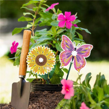 10 Stück Diamantmalsets für Erwachsene, Dekoration für Home Offices mit Blumen-Schmetterling-Diamantkunstsets, 5D Edelstein-Kunsthandwerk