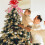 Red Christmas Tree Topper Hat with Striped Bow 1pc 5