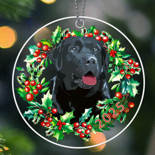 Black Lab Christmas Ornament 2025, 1 piece 1