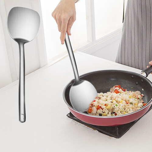 Espátula para wok de acero inoxidable con mango largo 1