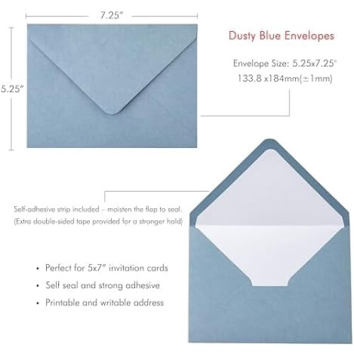 A7 Envelopes Matte Dusty Blue with Pearl White Liner 50 pcs 1