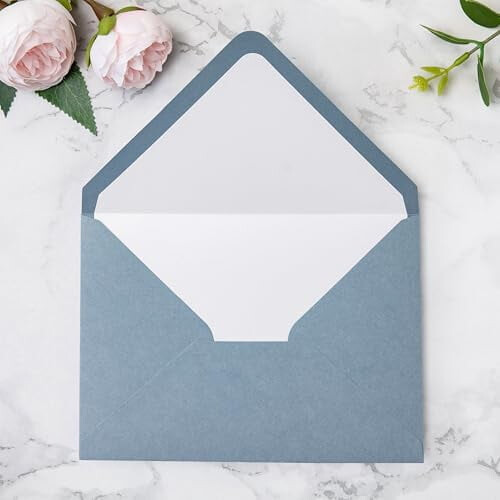 A7 Envelopes Matte Dusty Blue with Pearl White Liner 50 pcs 2
