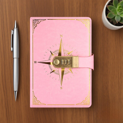 Agenda A5 con lucchetto a combinazione e design a bussola finto 1