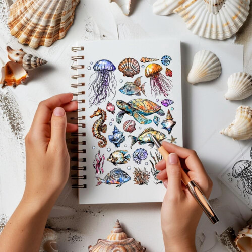 Διαφανείς σφραγίδες θαλάσσιας ζωής για scrapbooking 6,3x4,33 ίντσες 1