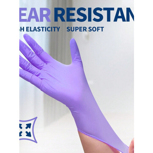 Gants jetables en nitrile violet, imperméables, 4 mil 1