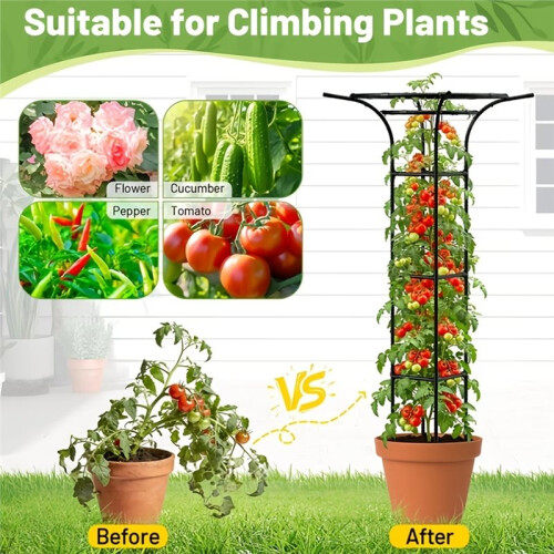 Treliça de Jardim Resistente de 57 Polegadas para Plantas Trepadeiras, com Estrutura de Suporte Quadrada e Robusta em Formato de Cogumelo, Na Cor 2