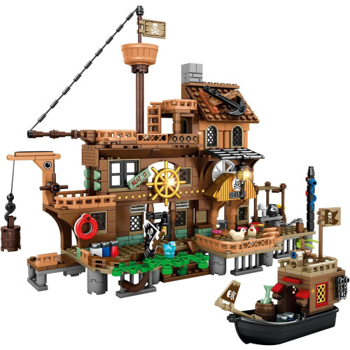 Set de construcție corabie pirat Temă Pirate Wharf 1 pachet 1