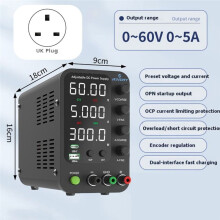 JESVERTY Laboratorium Voeding 60V Bank Voeding Spanning Regulator Benchtop Schakelvoeding voor Elektronica Reparatie UK Stekker
