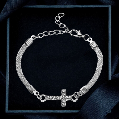 Bracciale Yuehao Planet da donna in argento con cristalli, regolabile 1