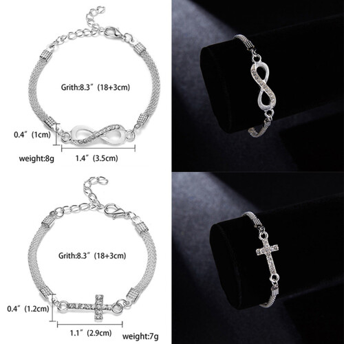 Bracciale Yuehao Planet da donna in argento con cristalli, regolabile 2