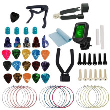 Kits D'Accessoires pour Guitare: Médiators, Capodastre, Accordeur, Cordes, Sillet de Chevalet en Os, Chevilles de Chevalet et Écrou