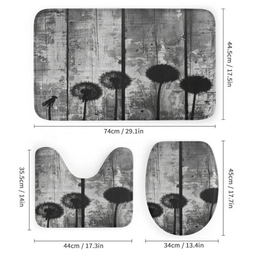 Ensemble rideau de douche vintage pissenlit 4 pièces 2